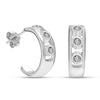 925 Sterling Silver Half Italian Design 0.04 Carat Diamond Hoops Earring for Women Teen