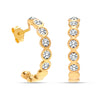 925 Sterling Silver 14K Gold Plated Cubic Zirconia Small Italian Design Open Hoop Earrings for Women