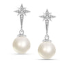 925 Sterling Silver Cubic Zirconia Pearl Star Drop Dangle Earrings for Women and Girls