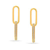 925 Sterling Silver Lightweight Italian Cubic Zirconia Double Paperclip Link-Chain Liner Drop Dangle Earrings for Women Teen