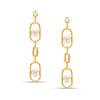 925 Sterling Silver 14K Gold Plated Pearl Strands Linear Long Drop Dangle Earrings for Women