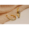 925 Sterling Silver 14K Gold-Plated Mother of Pearl J Hoop Earrings for Women Teen