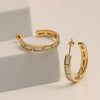 925 Sterling Silver 14K Gold-Plated Mother of Pearl J Hoop Earrings for Women Teen