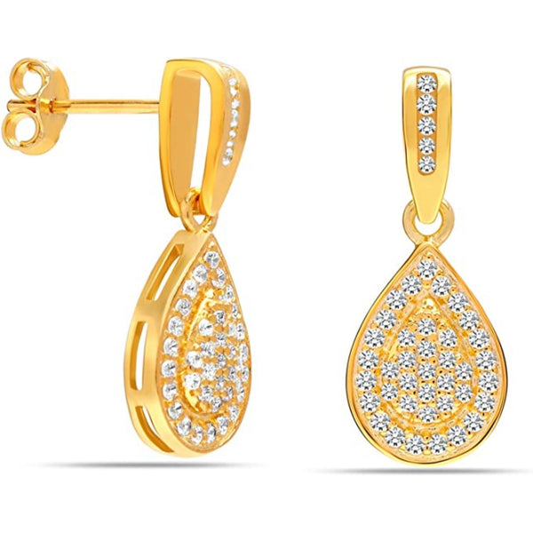 925 Sterling Silver 14K Gold-Plated CZ Hanging Drop Dangle Earrings for Women