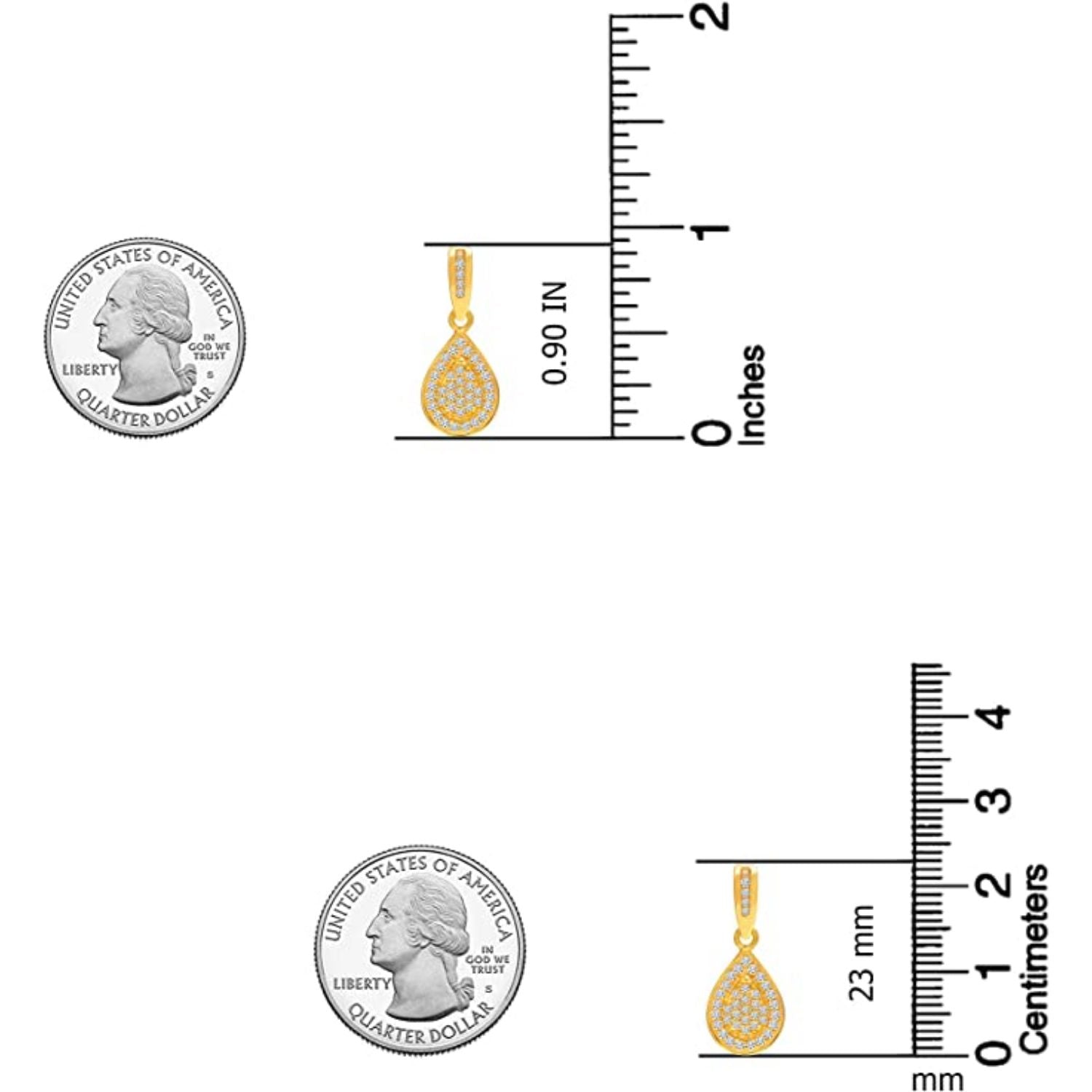 925 Sterling Silver 14K Gold-Plated CZ Hanging Drop Dangle Earrings for Women