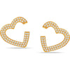 925 Sterling Silver 14K Gold-Plated CZ Pave Heart Stud Hoop Earrings for Women Teen