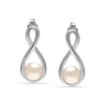 925 Sterling Silver Freshwater Pearl Classic Infinity Knot Stud Drop Earrings for Women
