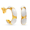 925 Sterling Silver 14K Gold Plated Two-Tone C Shape Hoop Earrings for Women Teen