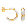 925 Sterling Silver 14K Gold Plated Two-Tone C Shape Hoop Earrings for Women Teen