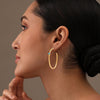 925 Sterling Silver 14K Gold Plated LARGE Diamond-Cut Italian Blue Turquoise Gemstone Hoop Earrings for Women