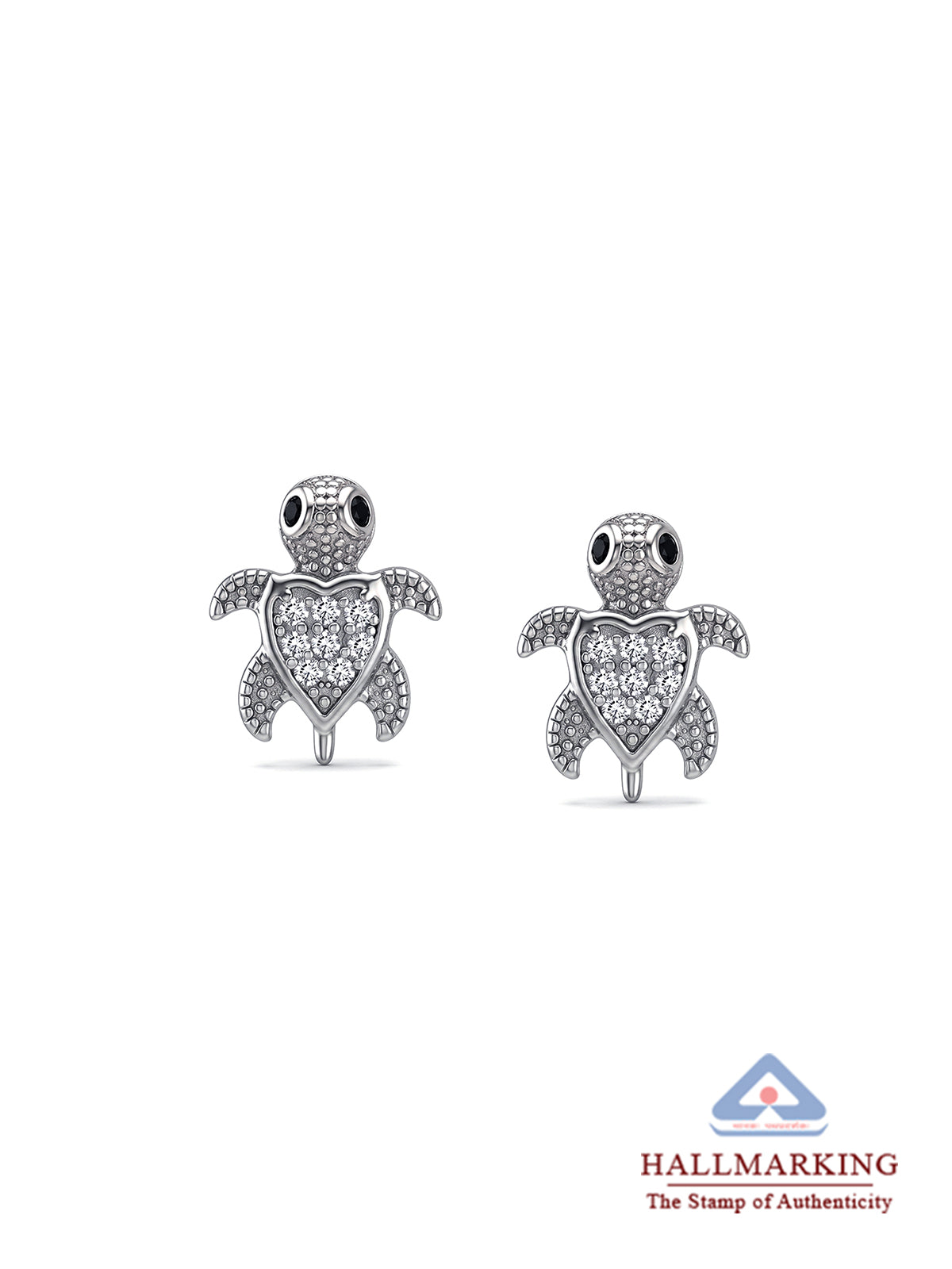 Sea Turtle CZ Stud Earrings for Kids