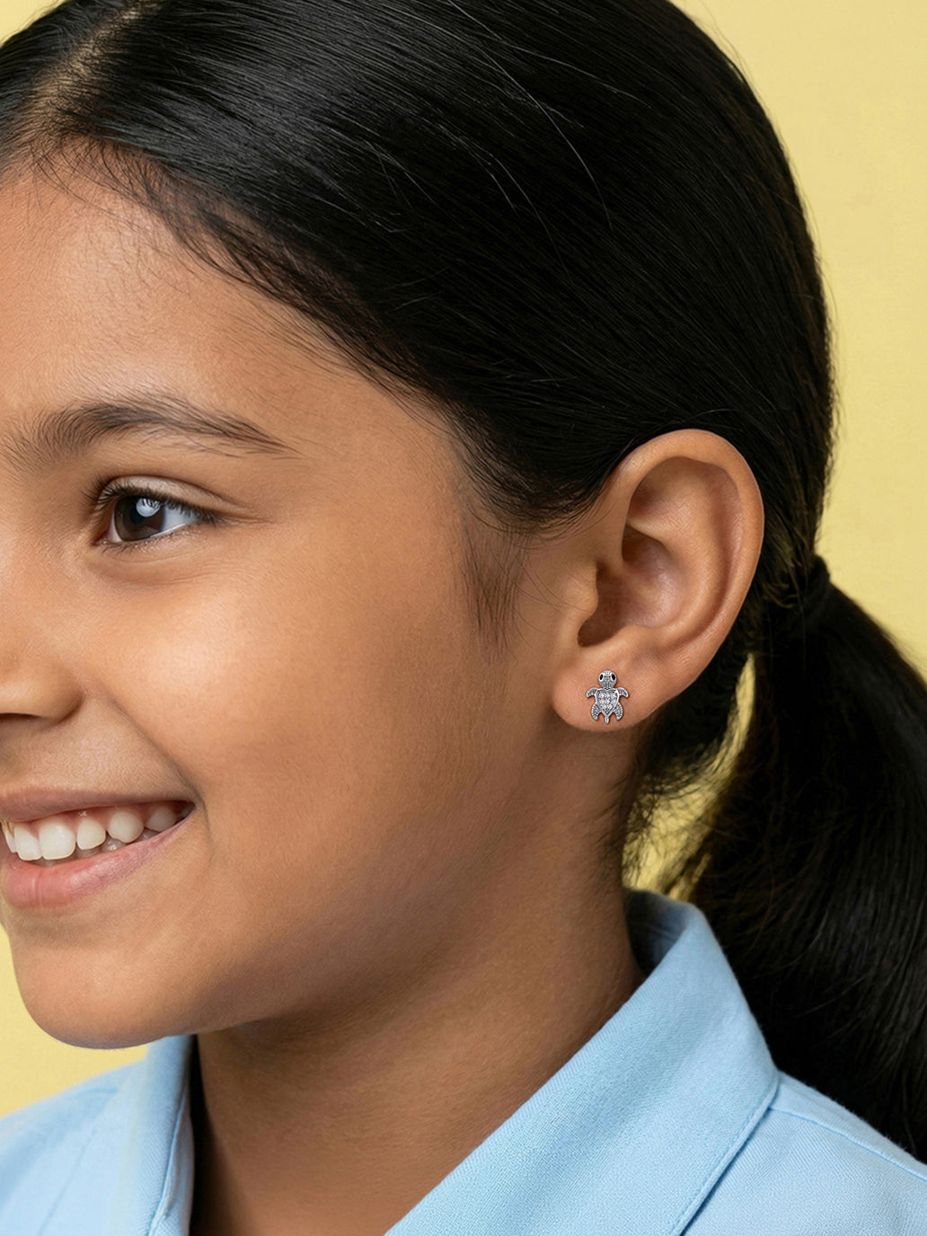 Sea Turtle CZ Stud Earrings for Kids
