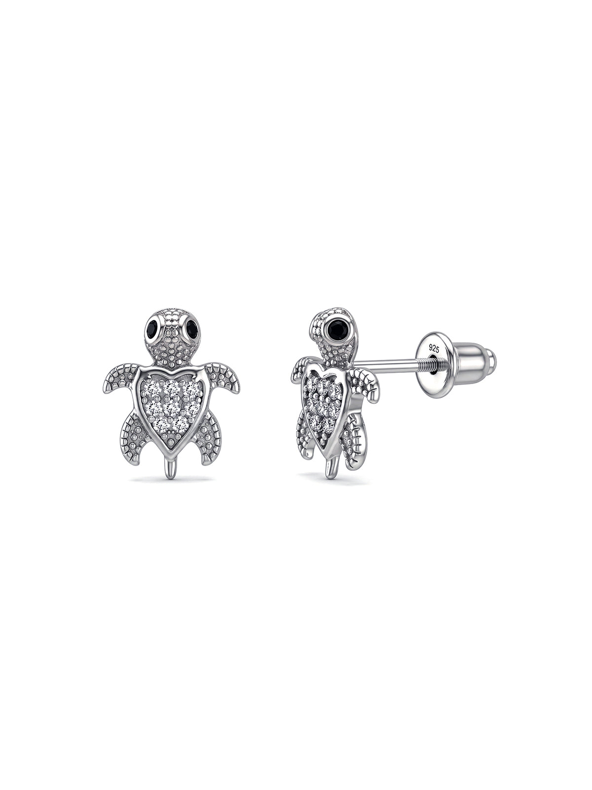 Sea Turtle CZ Stud Earrings for Kids