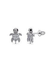 Sea Turtle CZ Stud Earrings for Kids