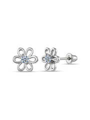 Rhodium Kids Stud Earrings For Kids