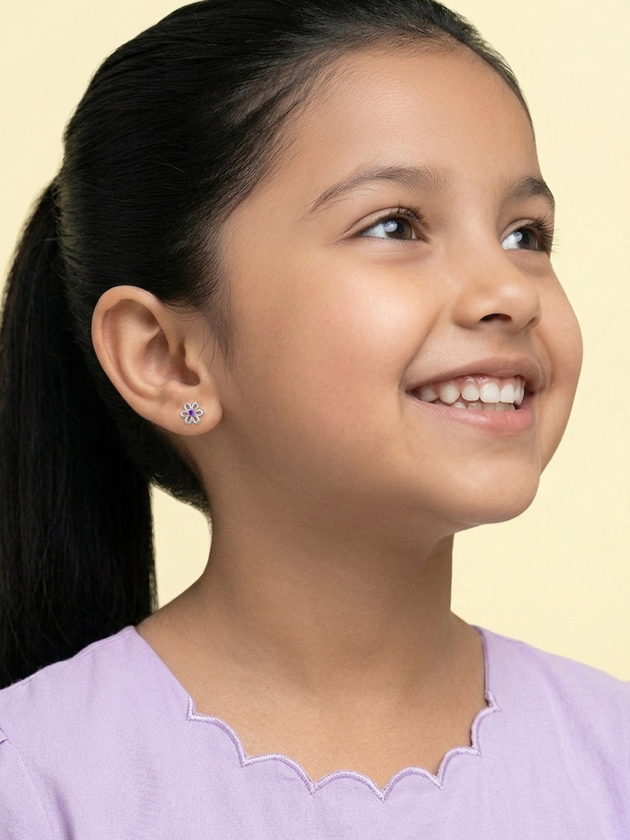 Tiny Charm Rhodium Earrings
