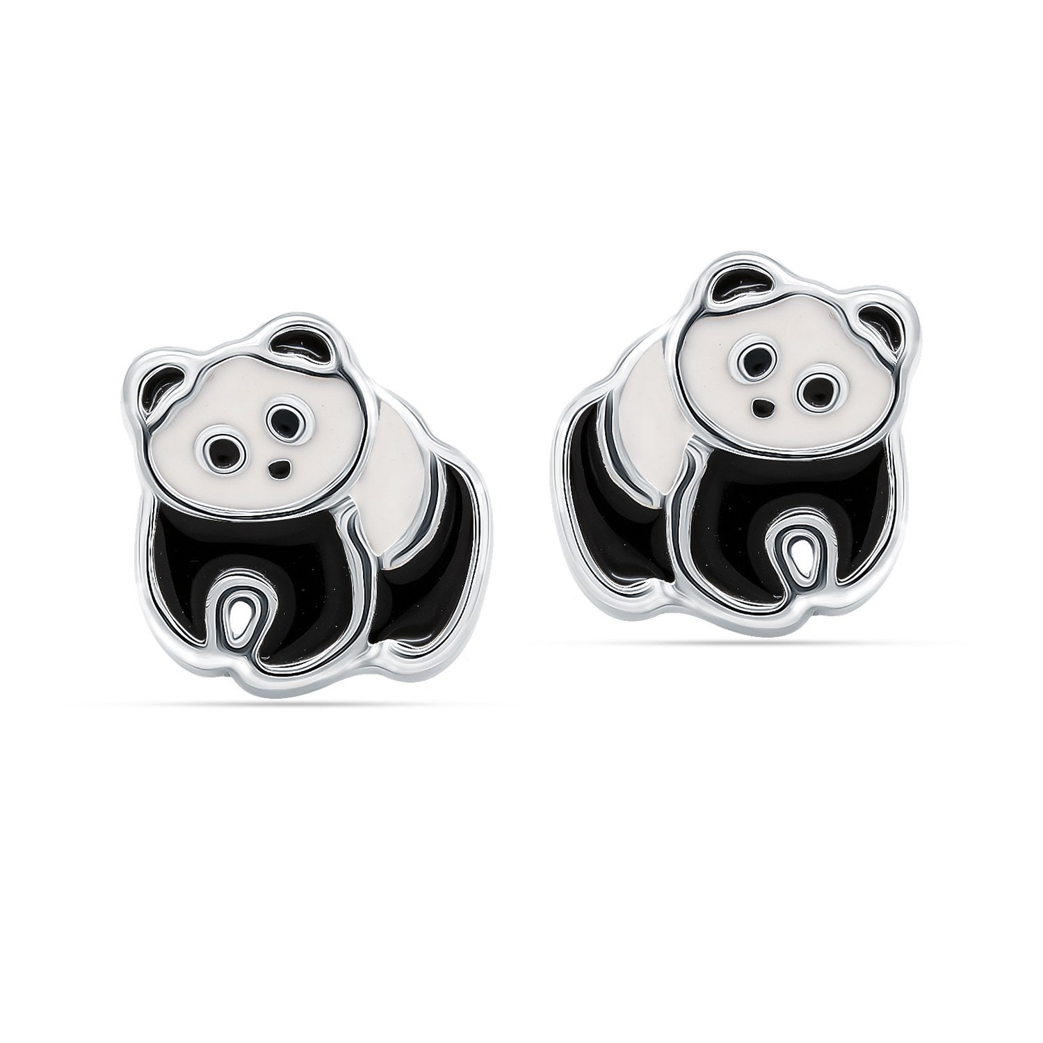 925 Sterling Silver Cute Panda Stud Earrings For Kids