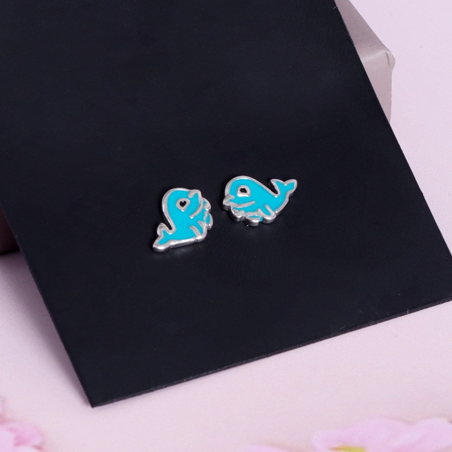 925 Sterling Silver Cute Fish Stud Earrings For Kids