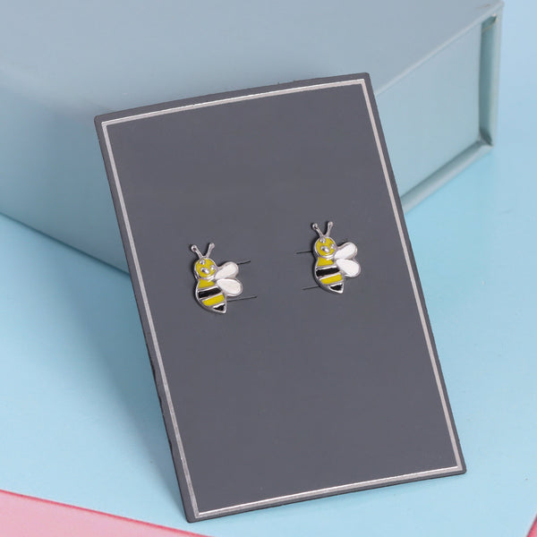 925 Sterling Silver Cute Bee Enamel Stud Earrings For Kids