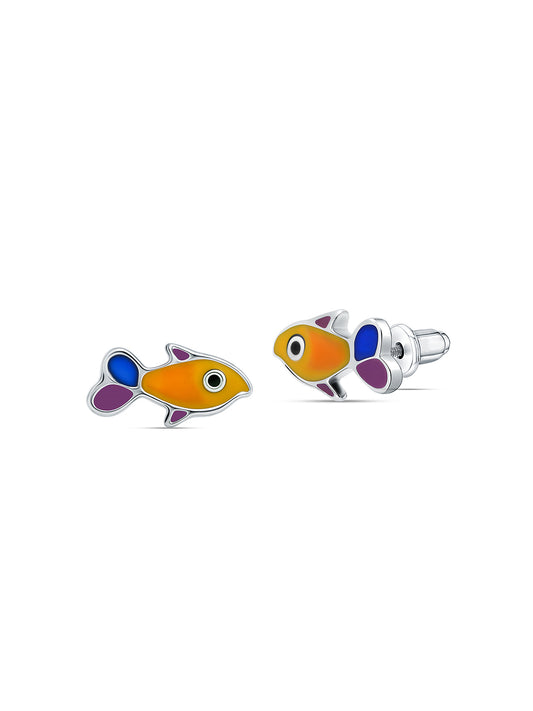 Cute Fish Enamel Studs for Kids - Pair