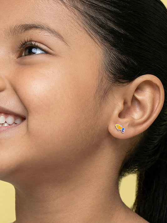 Cute Fish Enamel Studs for Kids - Pair