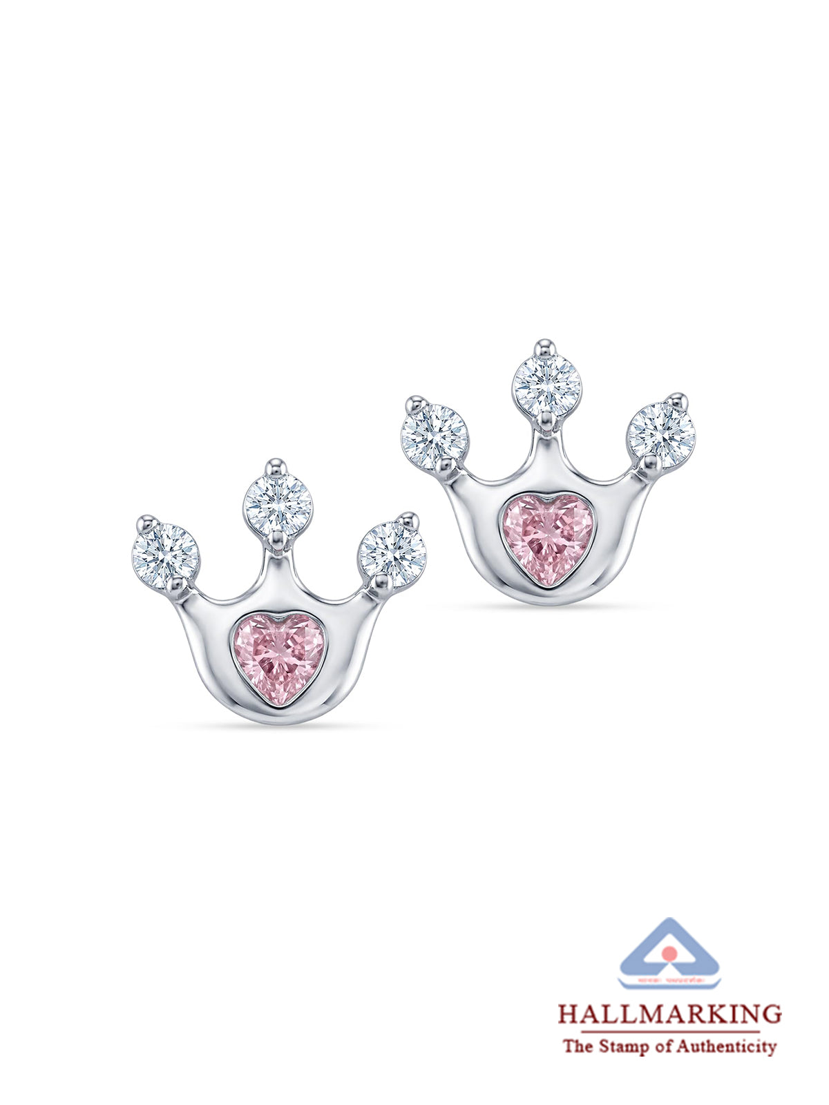 Royal Heart Crown Stud Earrings