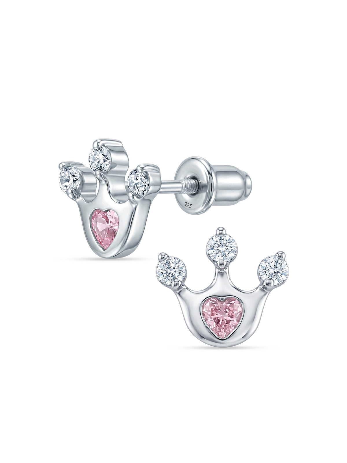 Royal Heart Crown Stud Earrings