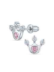 Royal Heart Crown Stud Earrings
