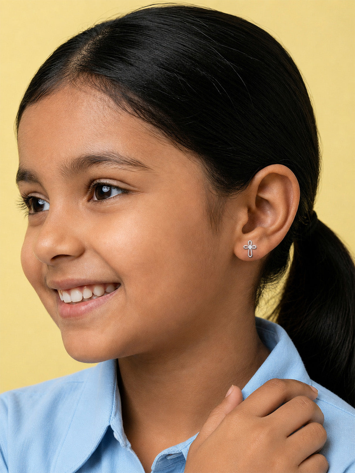 Kids Rhodium Classic Stud Earrings