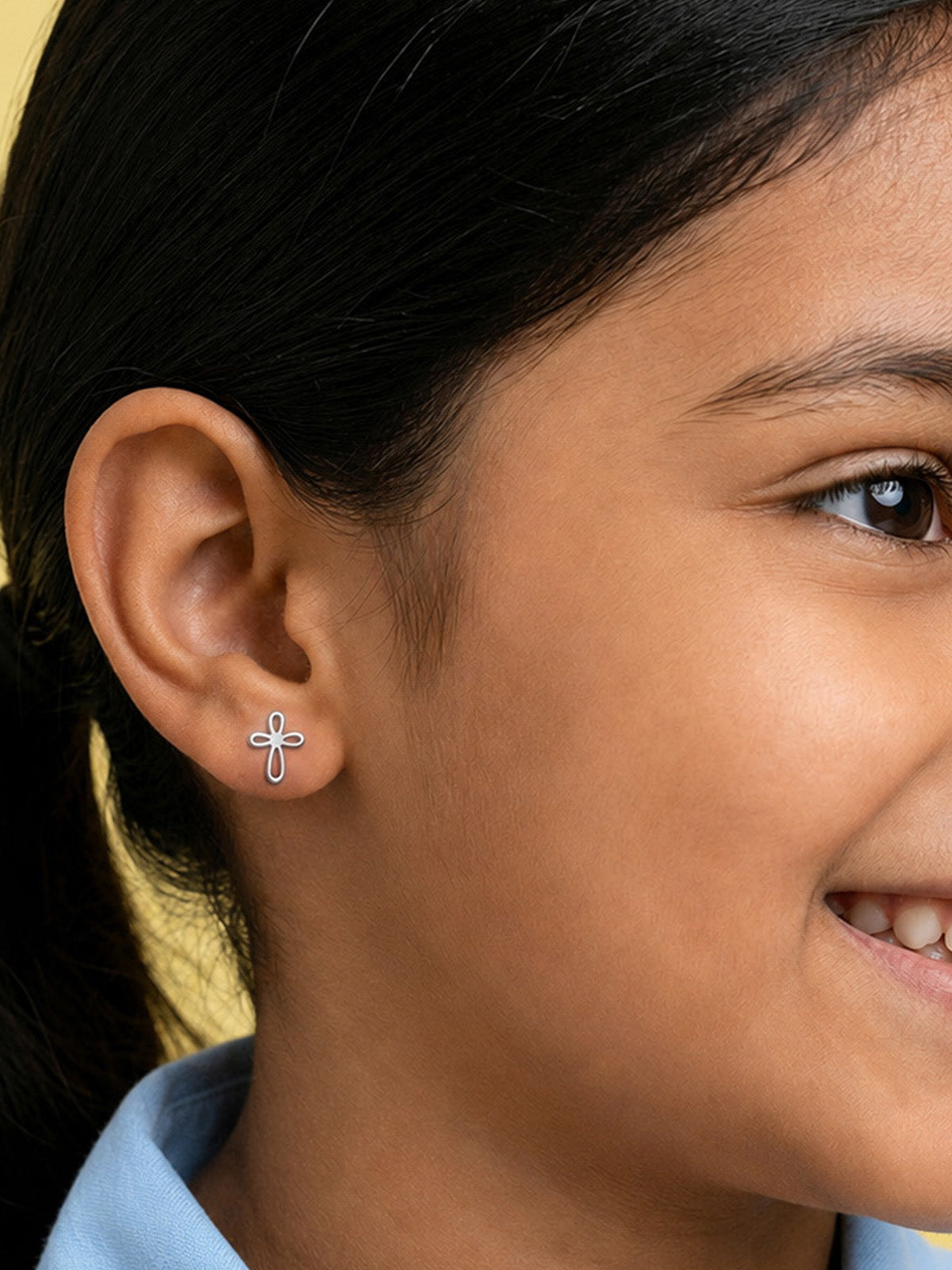 Kids Rhodium Classic Stud Earrings