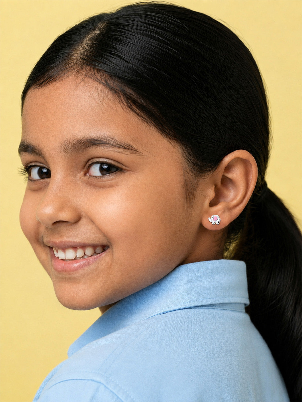 Dual Tone Kids Classic Stud Earrings
