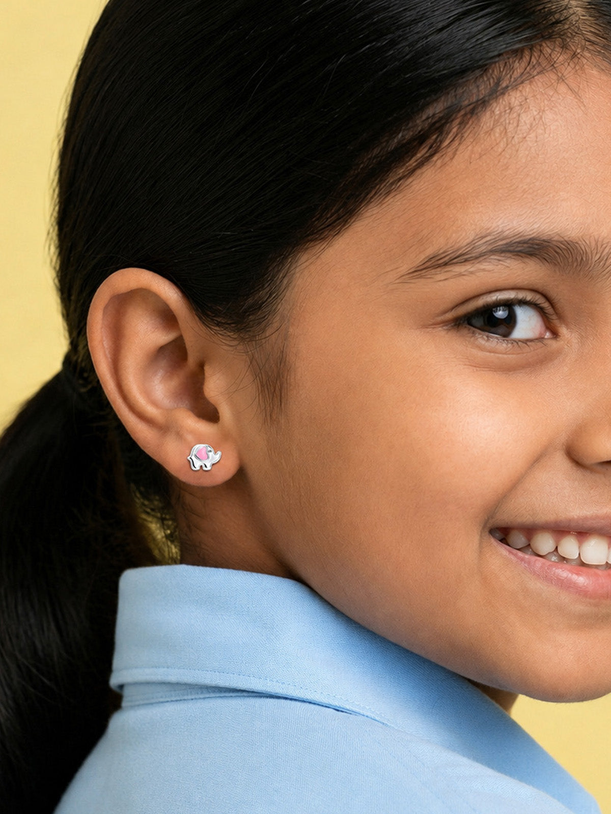 Dual Tone Kids Classic Stud Earrings