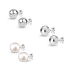 925 Sterling Silver Pearl Hammered Ball Stud Earrings for Women Teen and Girls