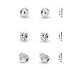 925 Sterling Silver Set of 3 Pairs CZ Ball and Love-Knot Shape Small Stud Earrings for Women and Girls