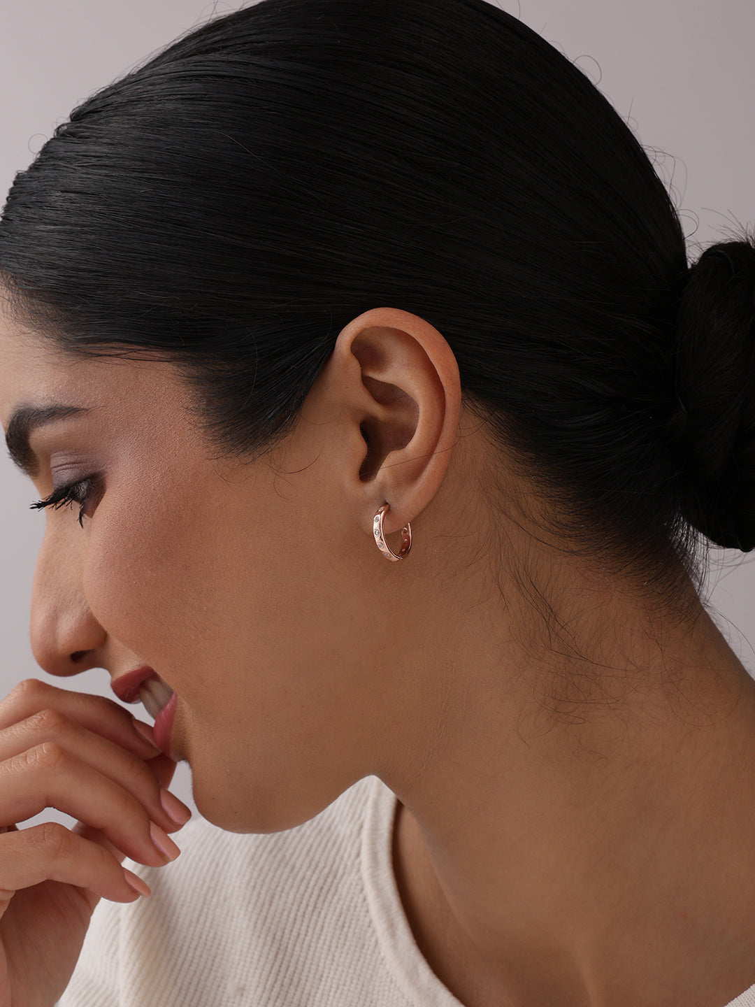 Rose Gold Huggie Hoop Earrings