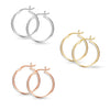 925 Sterling Silver Set of 3 Pairs Click-Top 3 Colors Hoop Earrings for Girl Teen Women 25MM