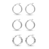 925 Sterling Silver SMALL Set of 3 Pairs Light-Weigh Classic Italian Click-Top Hoop Earrings for Girl Teen Women 18MM