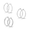 925 Sterling Silver SMALL Set of 3 Pairs Light-Weigh Classic Italian Click-Top Hoop Earrings for Girl Teen Women 25MM