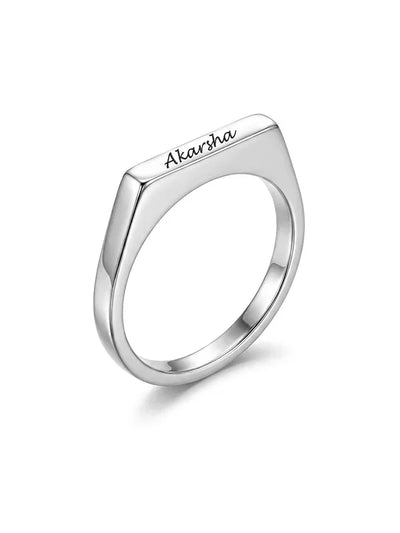 Image of Customized name silver ring 