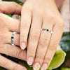 Personalised Customised 925 Sterling Silver Engraved Promise Fingerprints Couple Finger Rings for Women Mens Girls