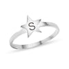Personalised Customised 925 Sterling Silver Engraved Star Initial Finger Rings for Women and Girls