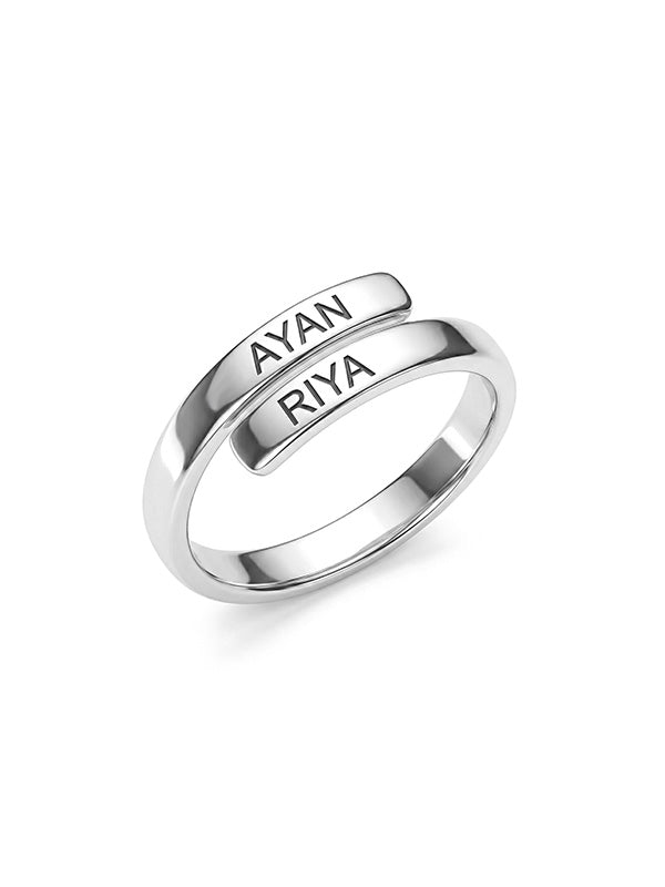 Personalized Double Name Bypass Ring