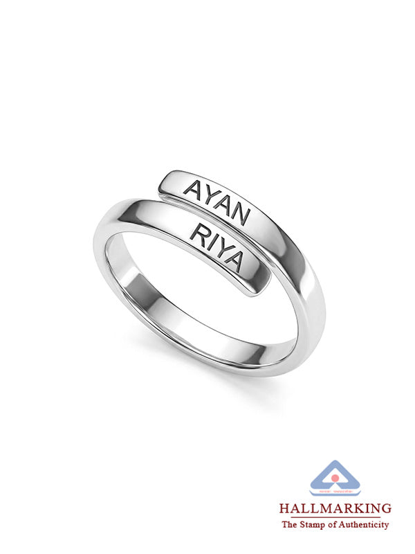 Duetto Personalized Double-Name Bypass Women's Ring