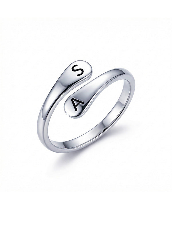 Personalized Initial Spiral Twist Ring