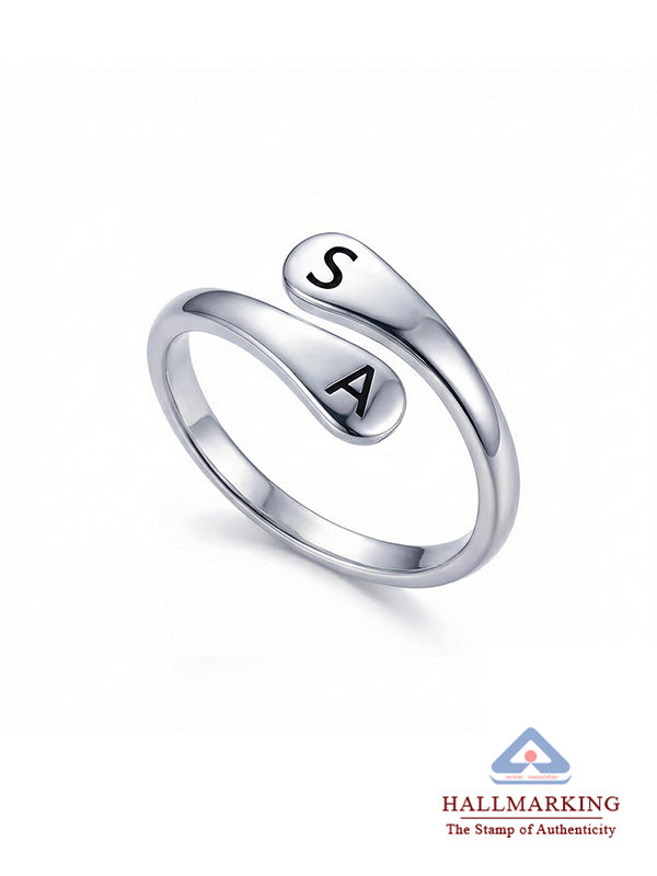 Personalized Initial Spiral Twist Ring