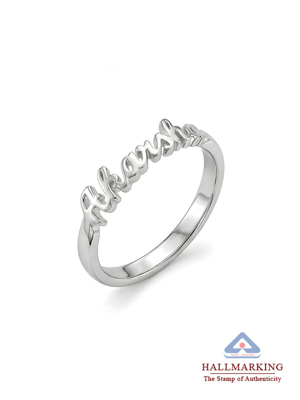 Personalized dainty name ring with hallmark