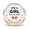 BIS Hallmarked Personalised New Born Baby Girl Silver Round Coin 999 Purity