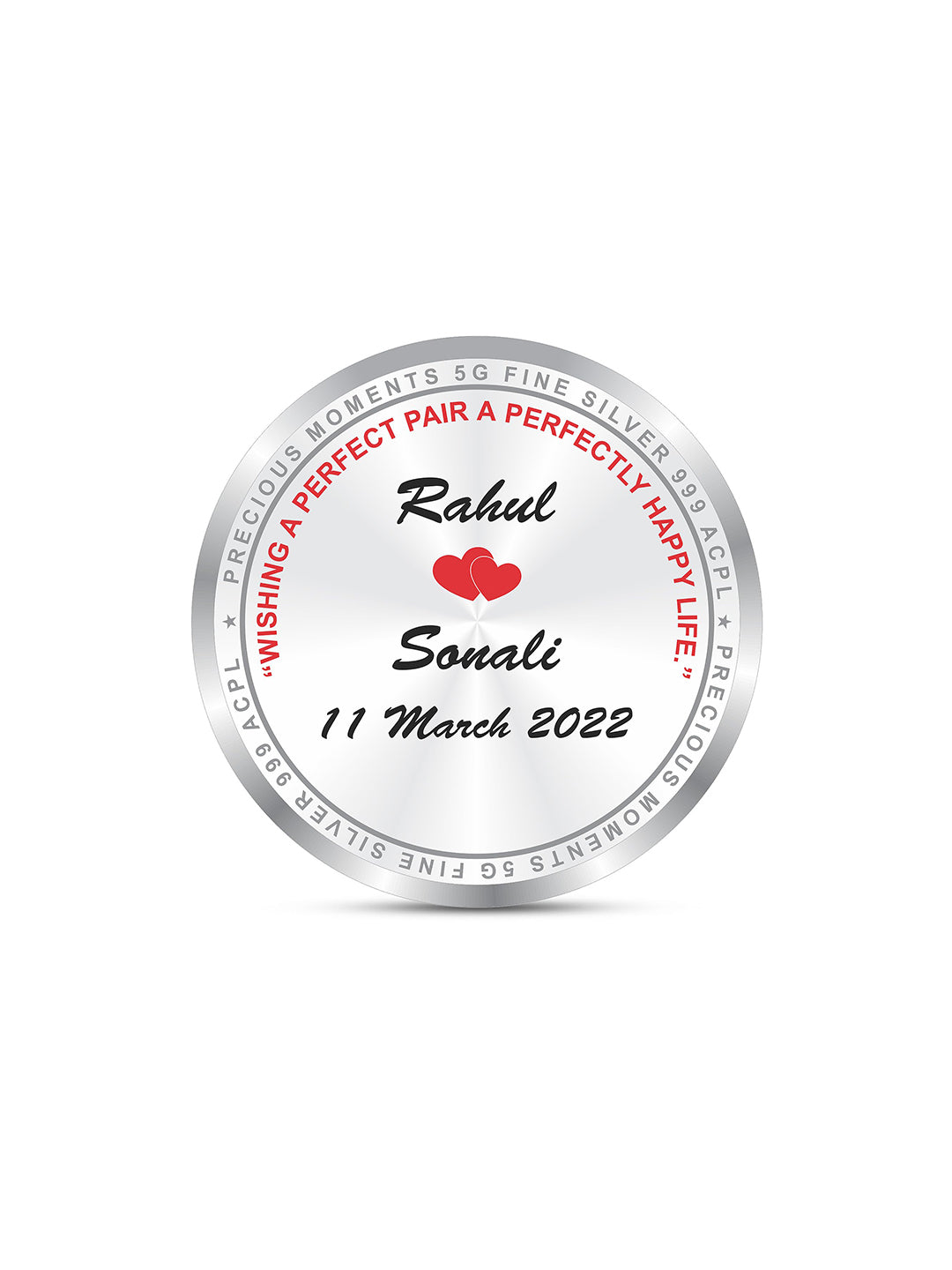 Personalised Silver Coin Wedding Anniversary 5 Gram 999 Pure