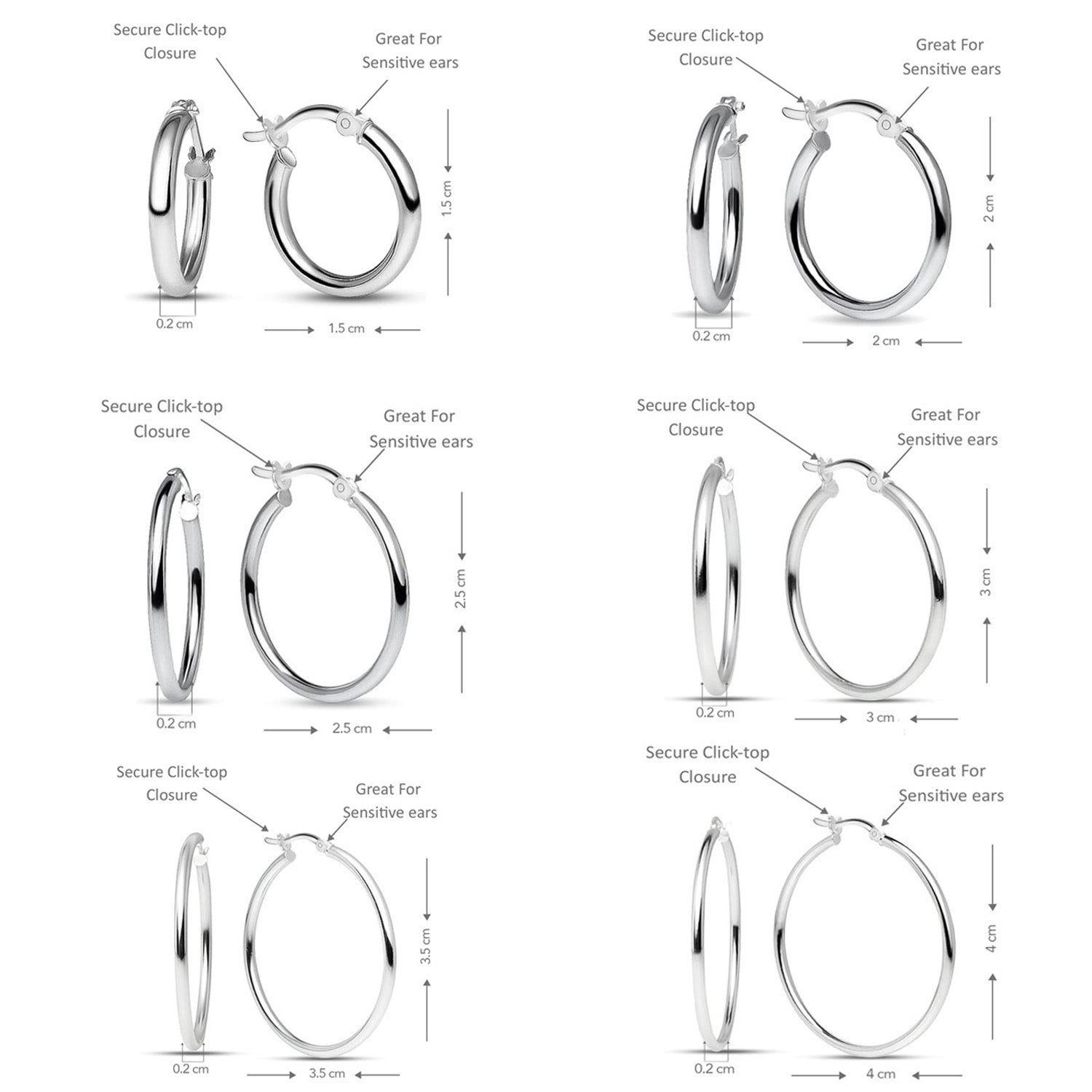 925 Sterling Silver Classic Twisted Click-Top Hoop Earrings for Women and Teen