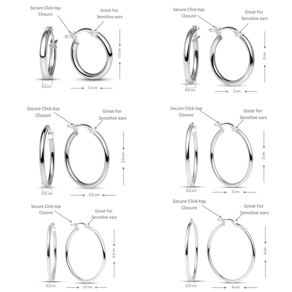 925 Sterling Silver Classic Twisted Click-Top Hoop Earrings for Women and Teen